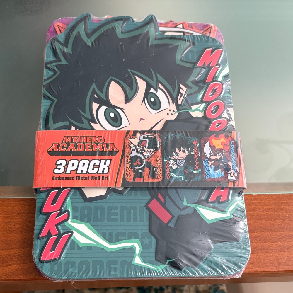 Open Road Brands My Hero Academia Embossed Metal Wall Art 3-Pack - Green and Red